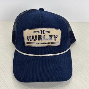 Hurley Mens Out West Corduroy Trucker Hat Cap One Size Blue NEW‎